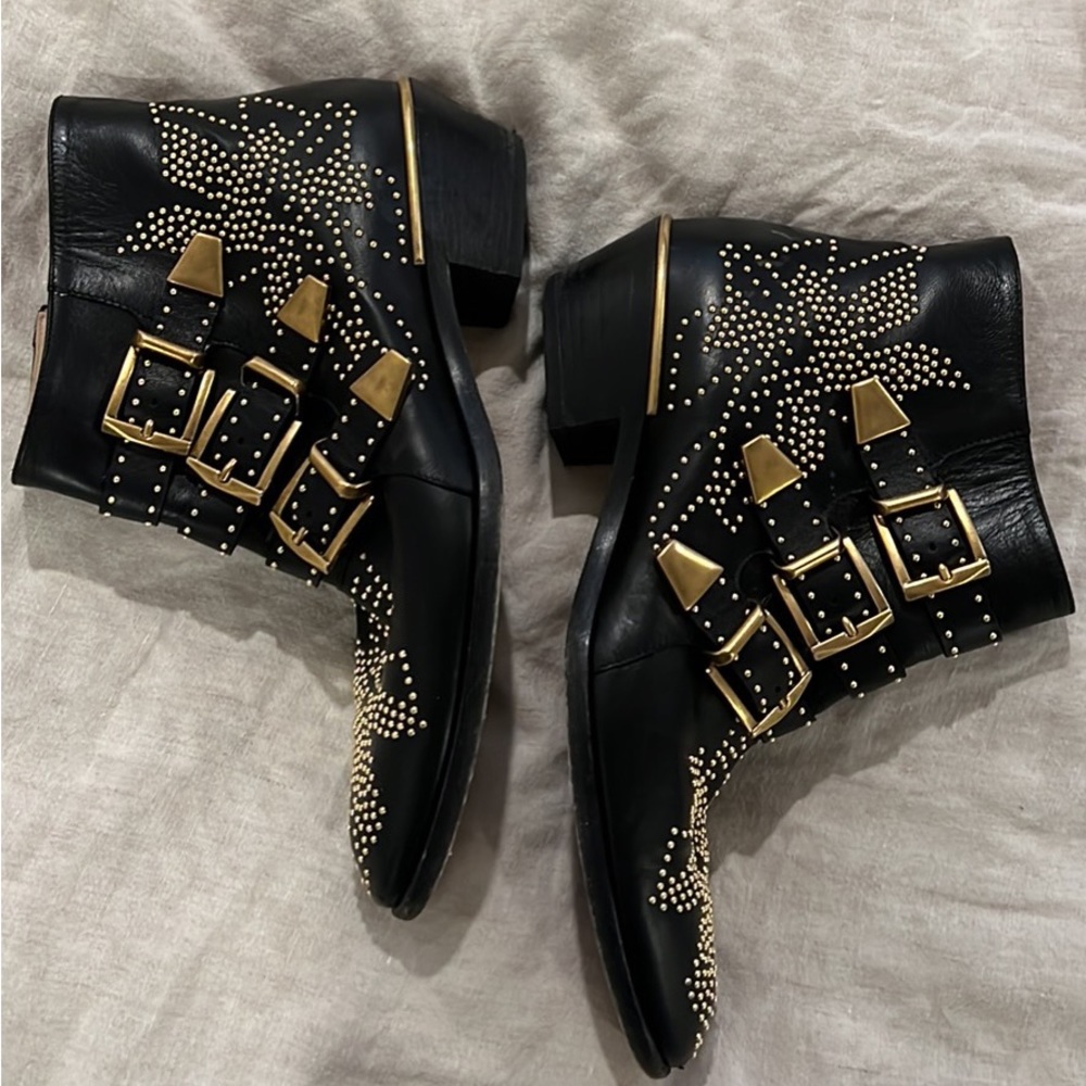 Chloe Susanna Boots 37.5 Black and Gold